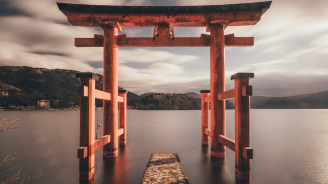 Beyond this gate God resides. Photo taken at Hakone, Japan. by tianshu (Unsplash.com)