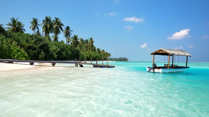 A fantastic beach on the island of Medhufushi in the Maldives. by imagefactory (Unsplash.com)